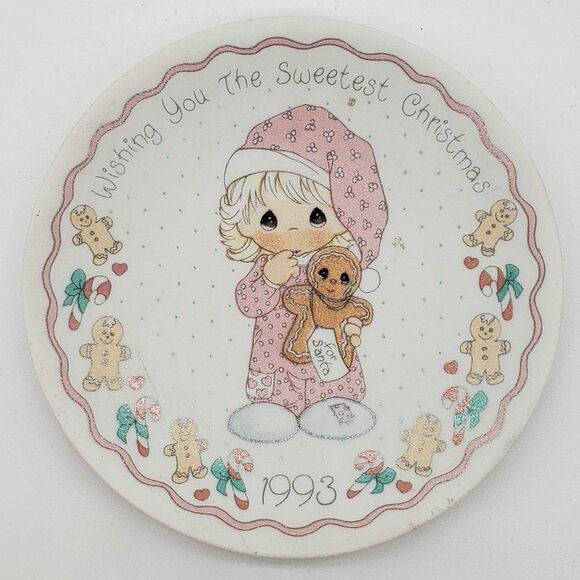 Precious Moments 1993 Wishing You The Sweetest Christmas Mini Decorative Plate - Picture 3 of 10